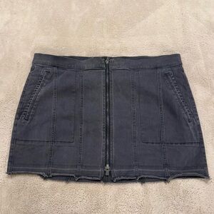 Express Distressed Black Mini Pencil Skirt with Zippered Front Size 16